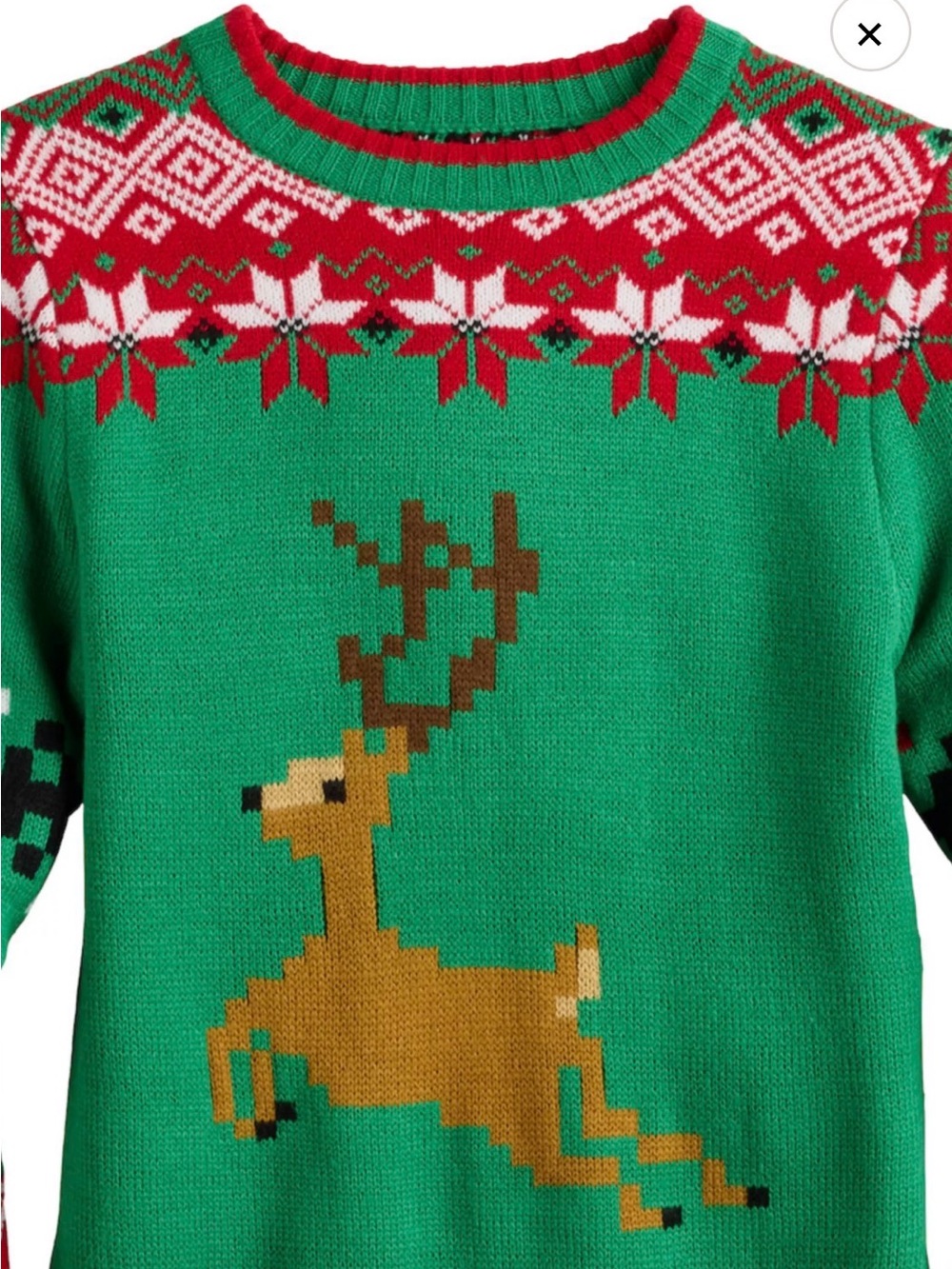 Green Reindeer Fair Isle Crewneck Sweater